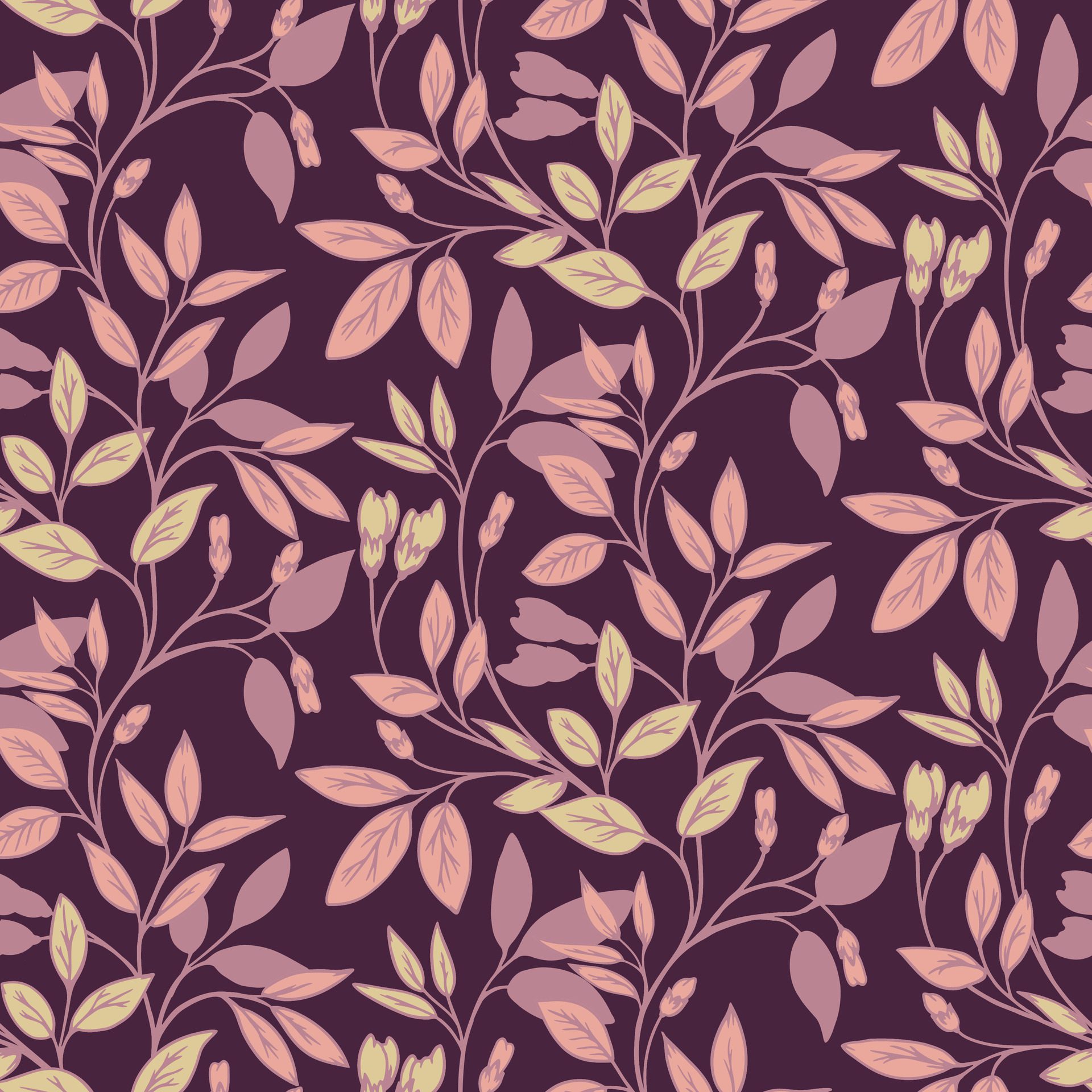 Monochrome brown seamless pattern with stylized floral stems with leaves. Creative abstract branches printing. hand drawn. Template for designs Free Vector