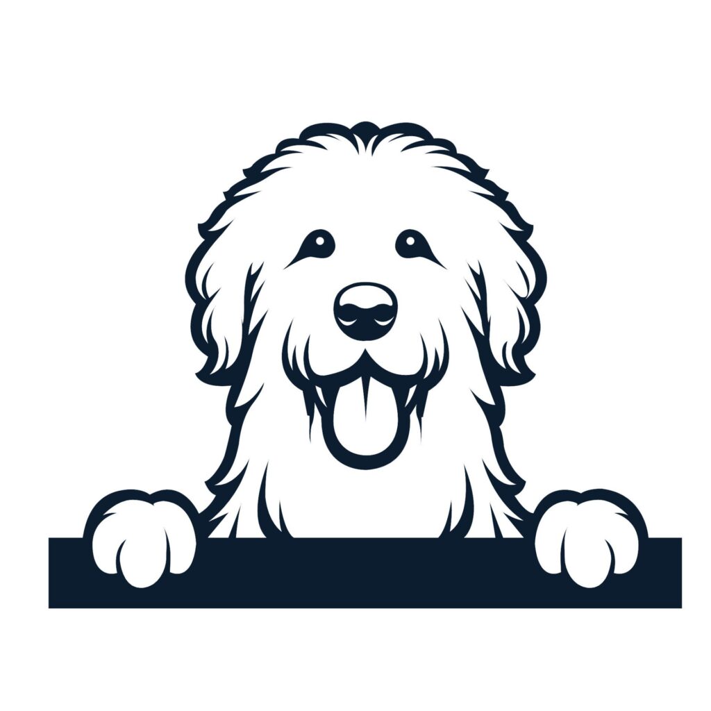 Black And White Komondor dog peeking face illustration vector Free Vector