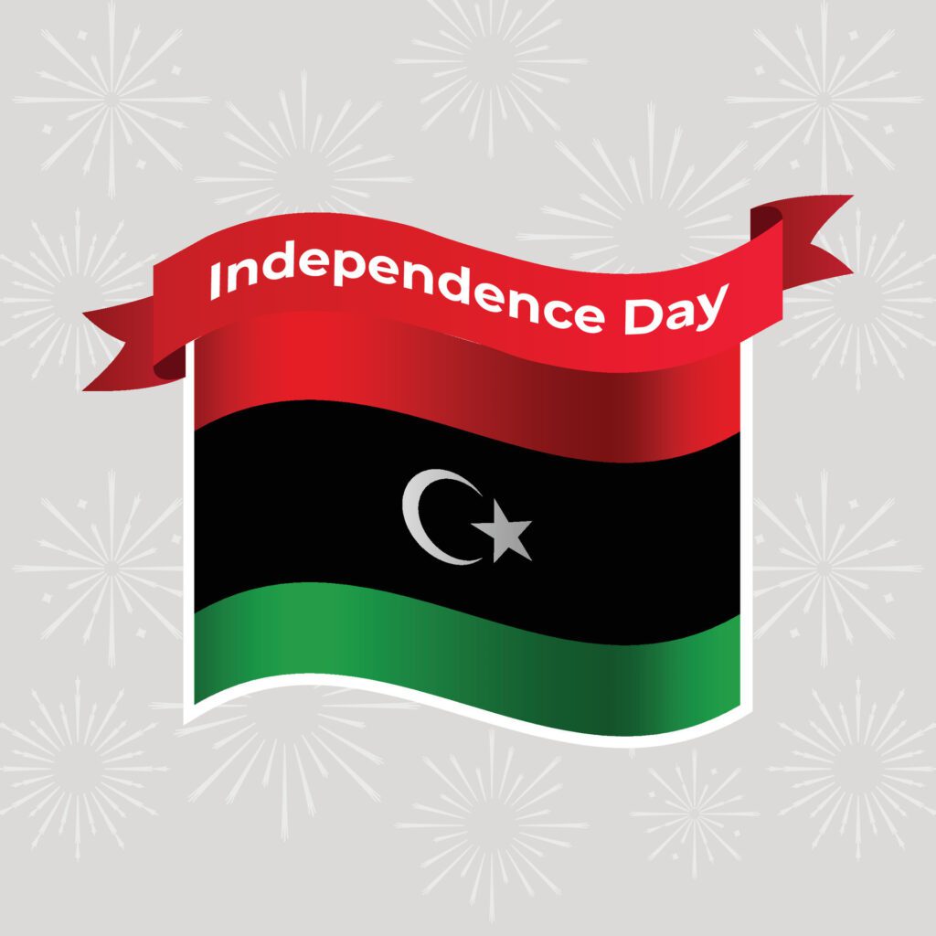 Libya Wavy Flag Independence Day Banner Background Free Vector