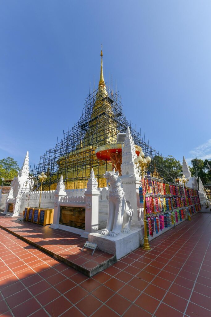 Phra that chae haeng Temple, It is being renovated annually.s Stock Free