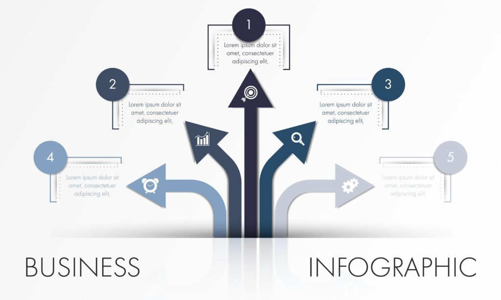 Blue and grey arrow business infographic template Stock Free