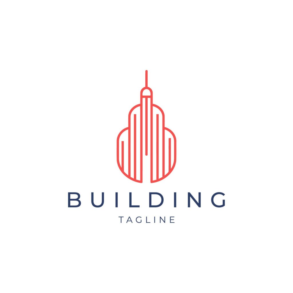 Building line art logo icon design template Free Vector