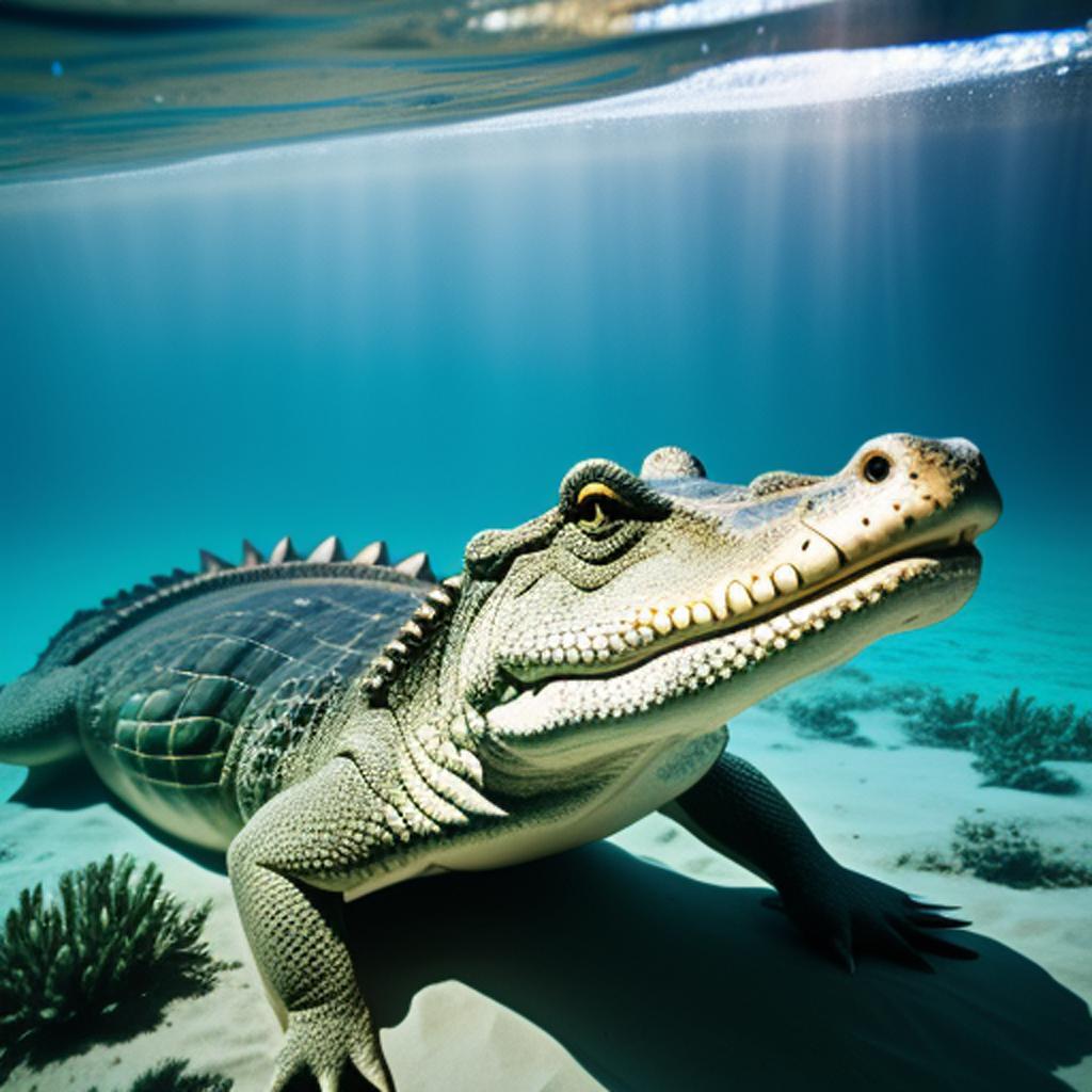 Crocodile under the water by @ai_generated