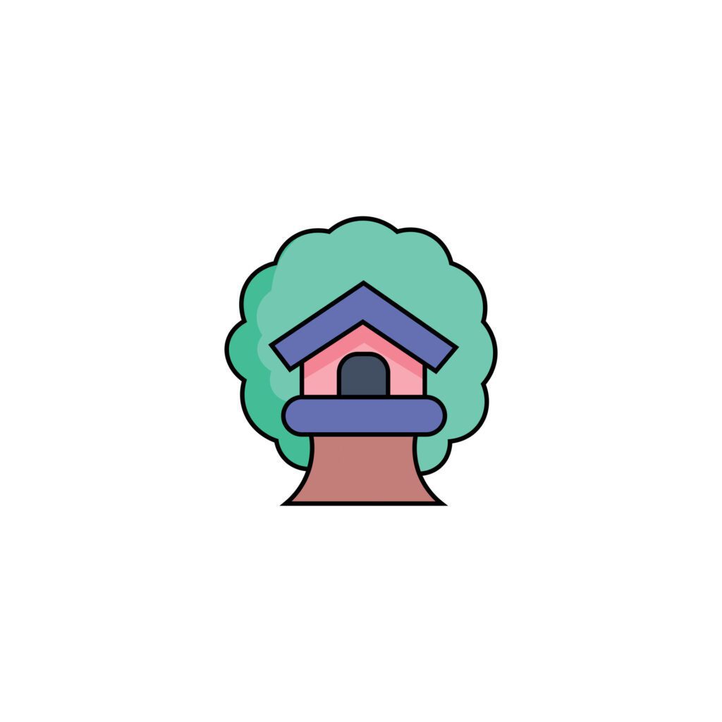 Tree house illustration on white background. Free Vector