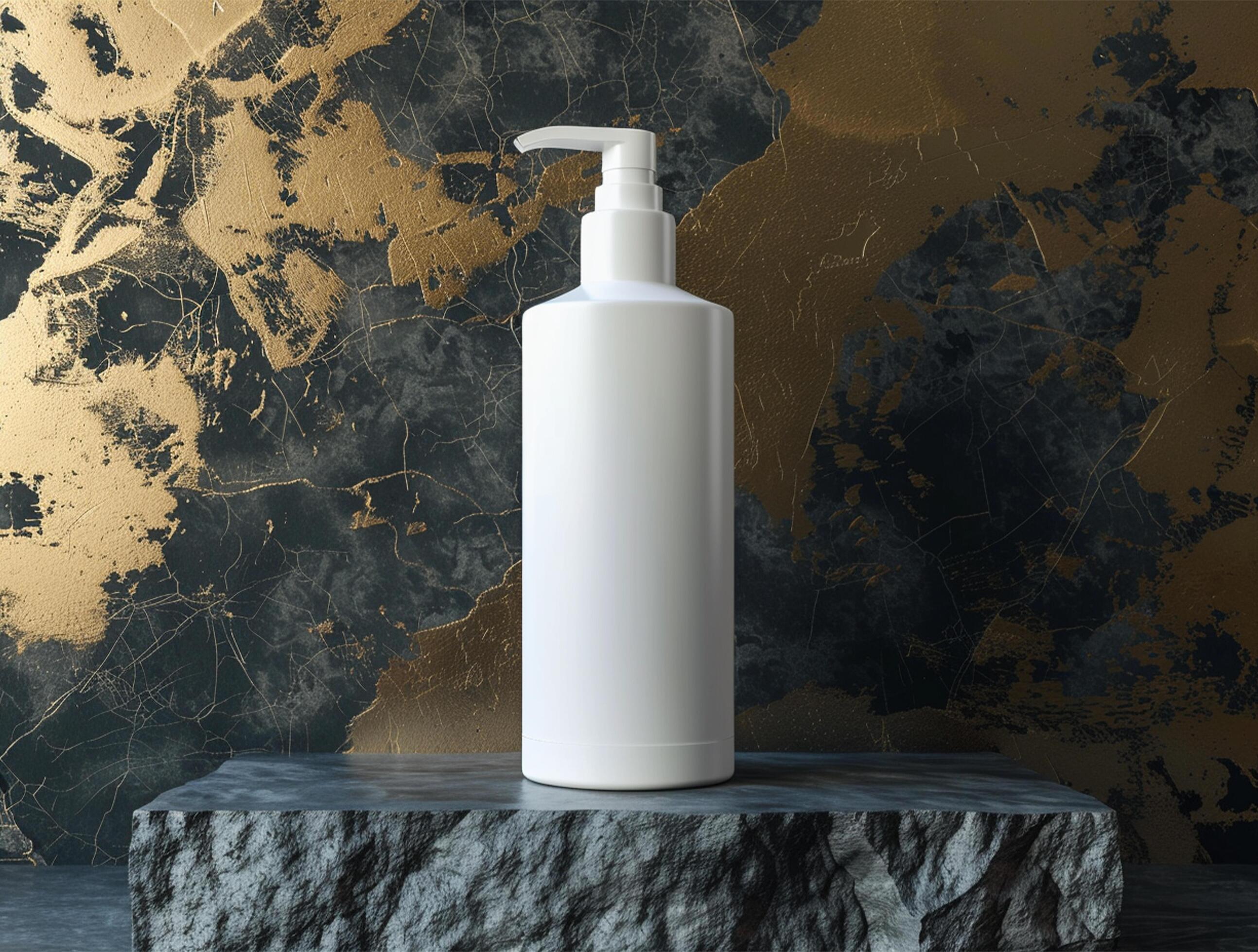 blank white cosmetic bottle luxury background for mockup Stock Free