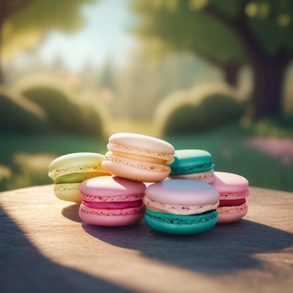 Viele pastellfarbene Macarons in by @ai_generated