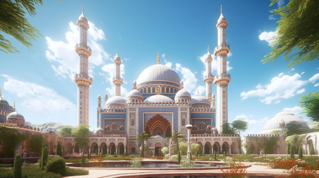 Amazing mosque with blue sky, Technology Stock Free