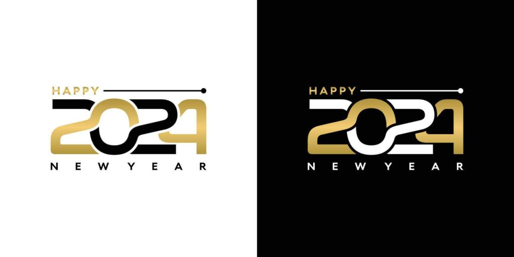 Collection of 2024 new year logo text symbol for calendar, flyer and banner design template Stock Free and Free SVG