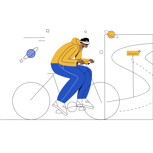 Virtual reality, vr, bike illustration