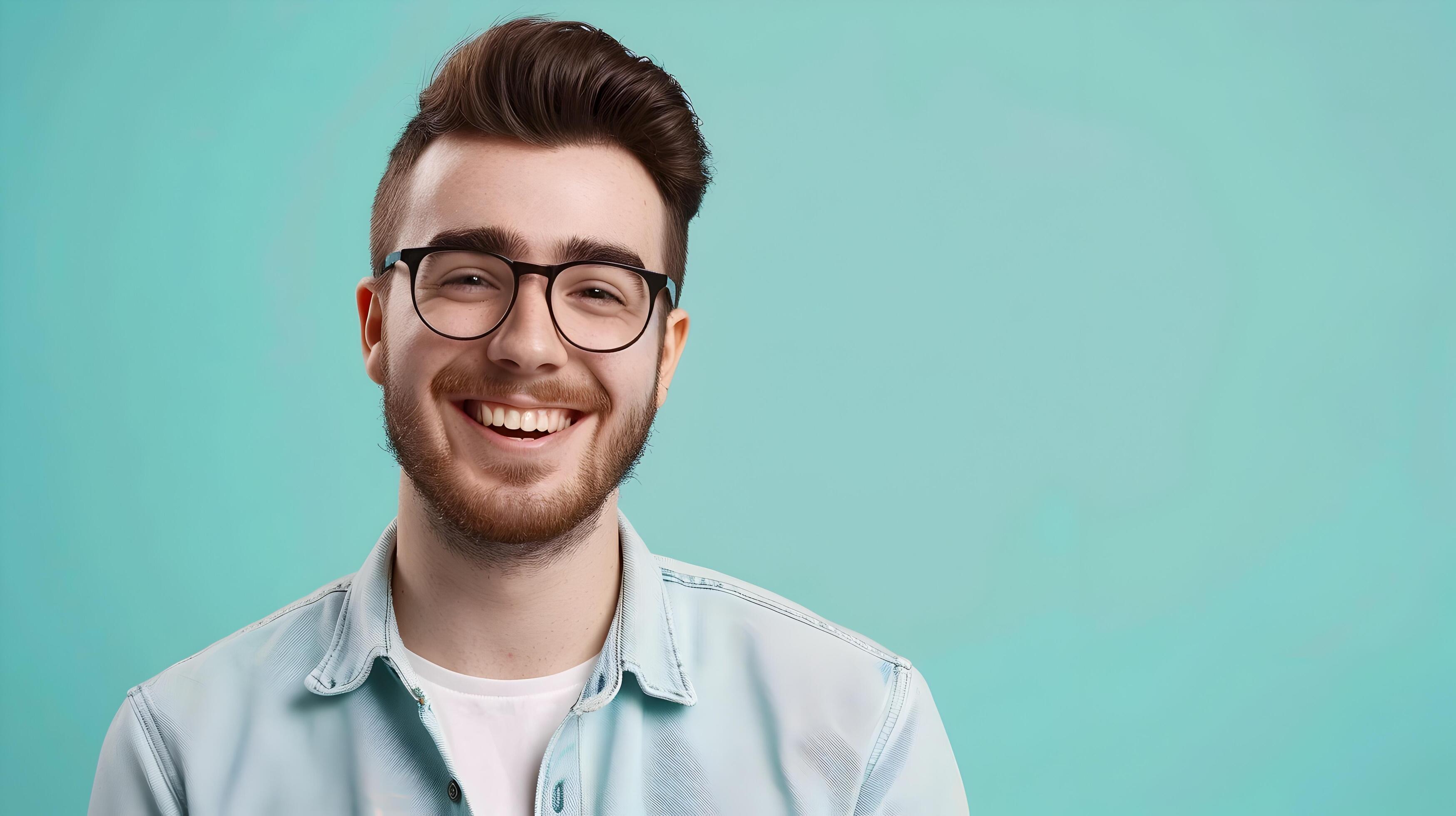 Confident and Successful Young Business Professional in Casual Attire Smiling at the Against a Vibrant Colored Background Stock Free