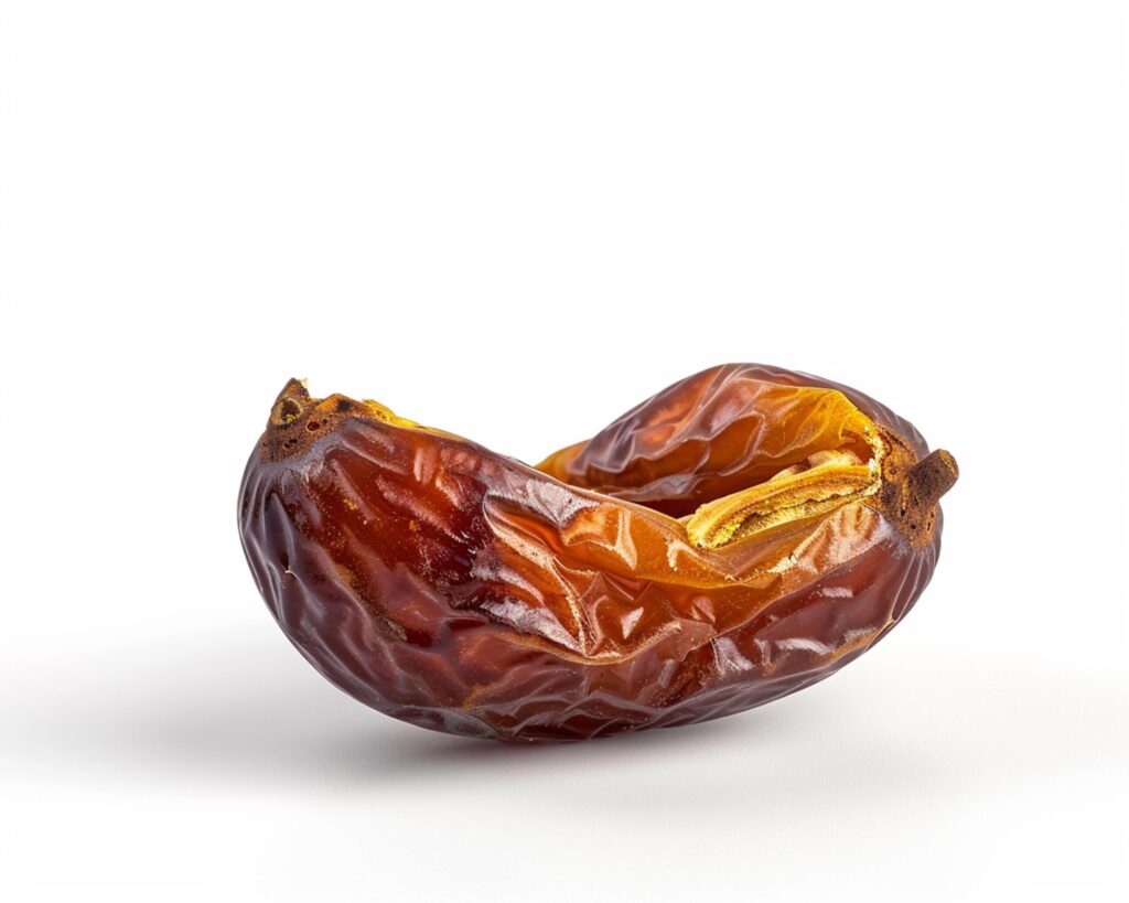 a dried date fruit is shown on a white background Stock Free