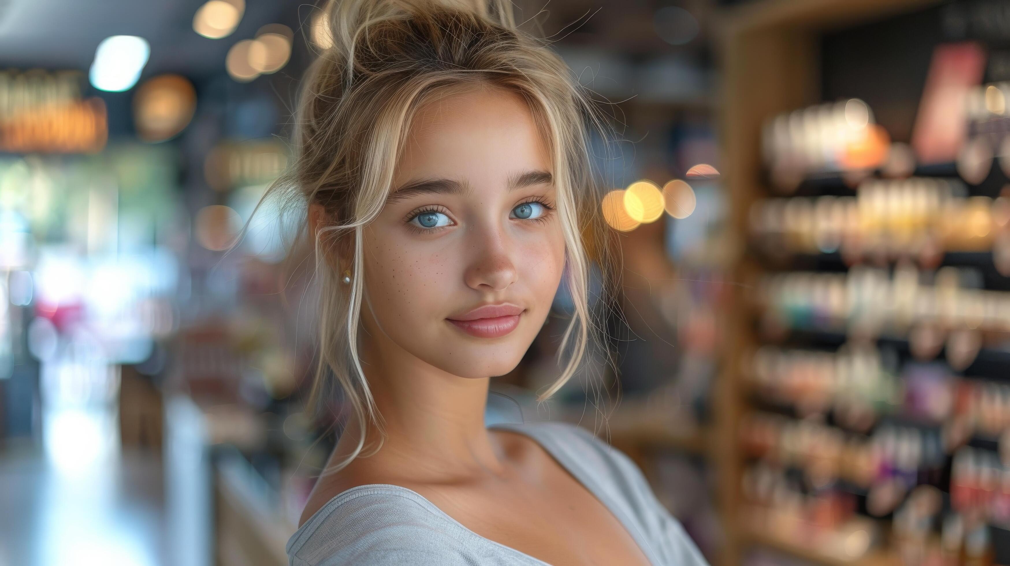 Woman With Long Blonde Hair Wearing Scarf Stock Free