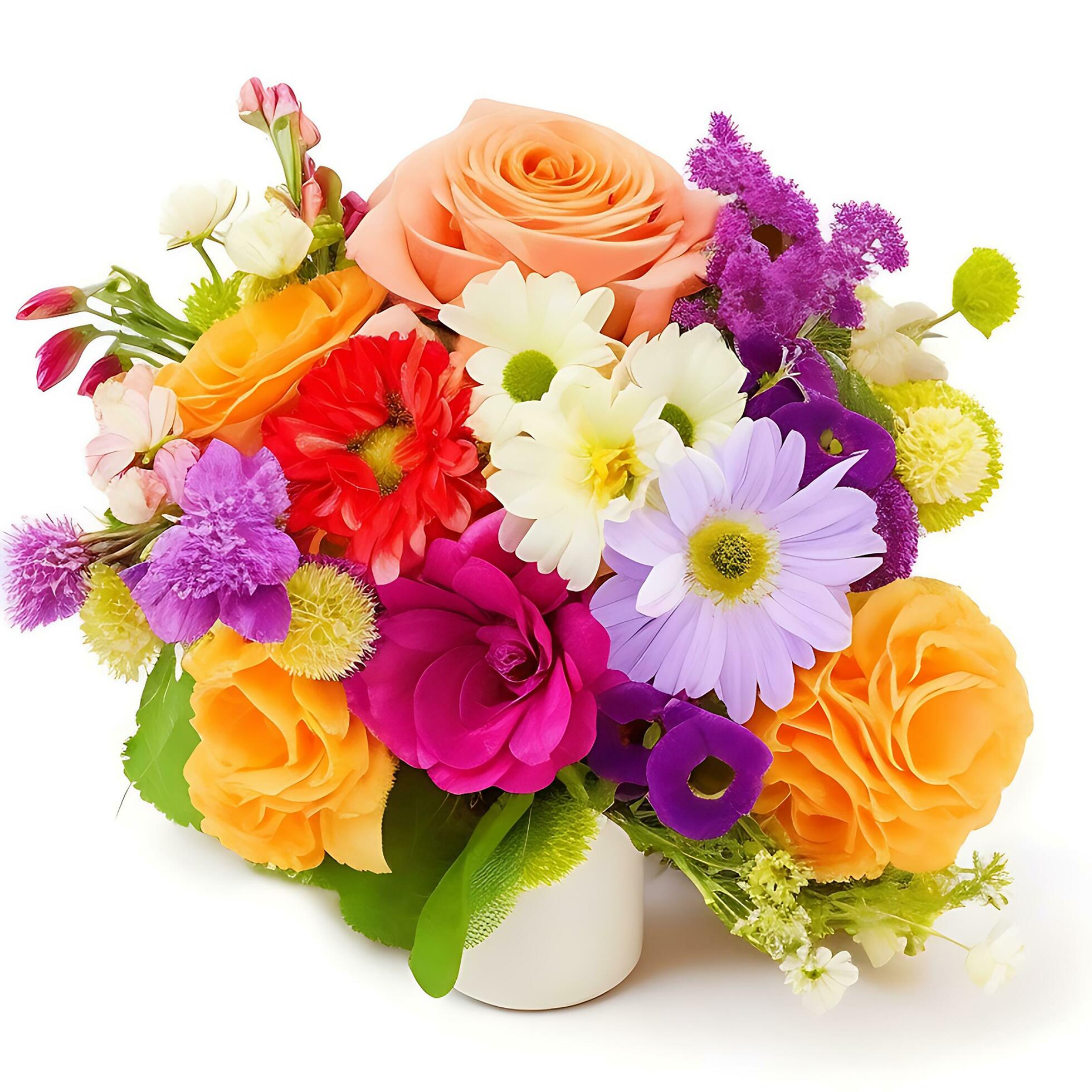 Natural Colorful bouquet of flowers is on a white backgroun.ai generatedd Stock Free