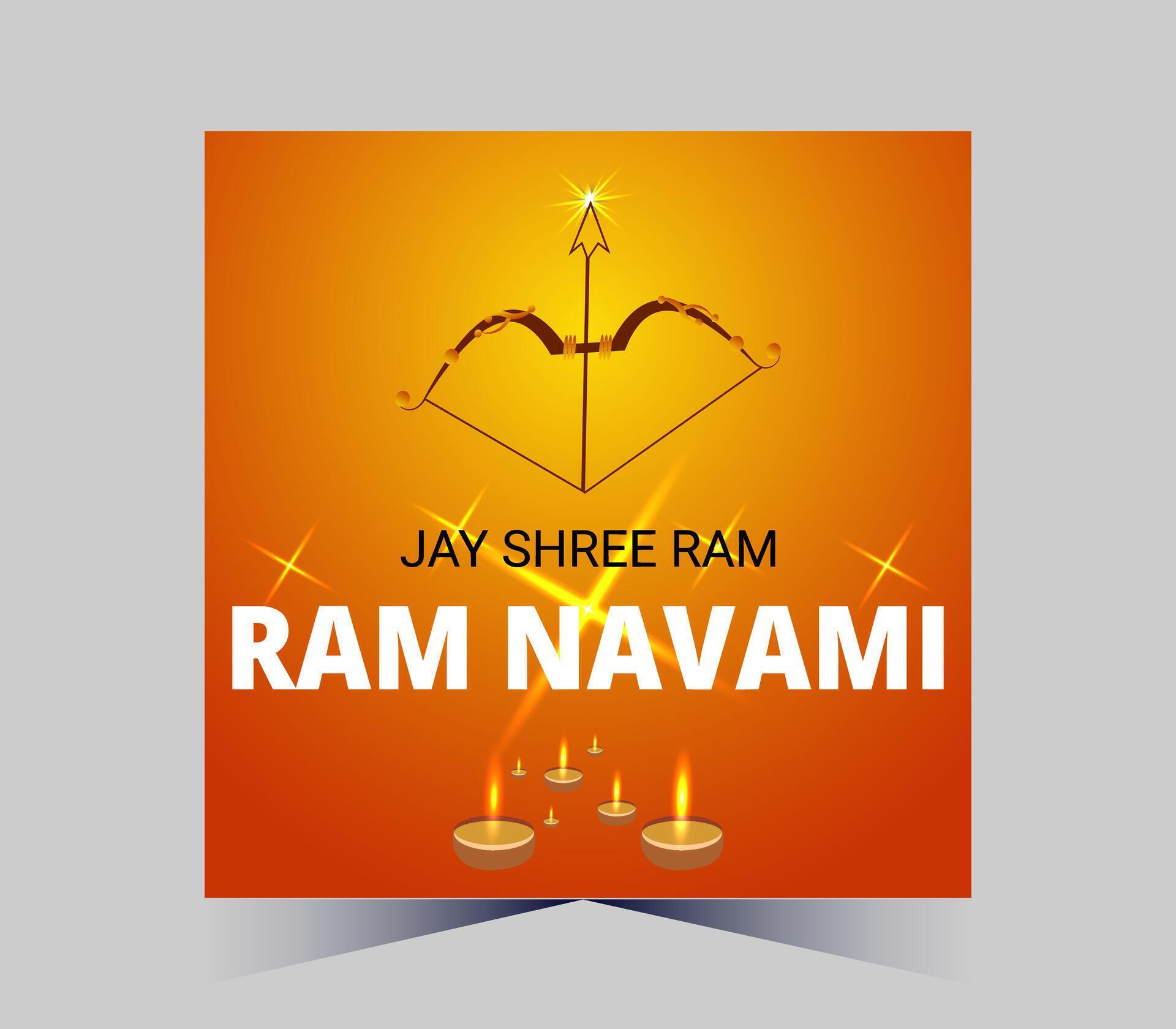 happy ram navami with arrow and diyas Stock Free