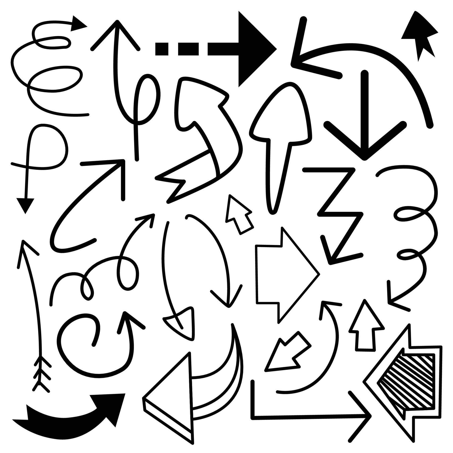 Abstract Arrow hand drawn doodle set vector illustration Stock Free