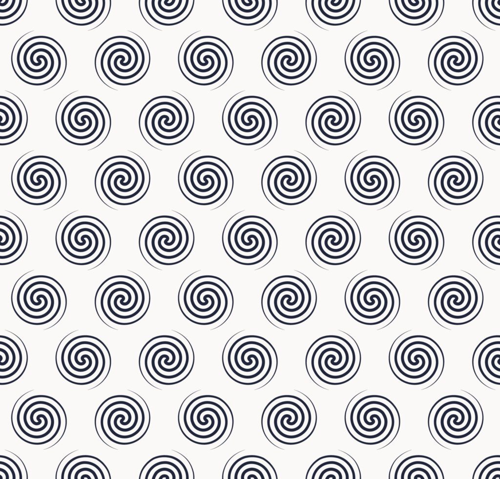 Small blue spiral geometric seamless pattern on white background. Use for fabric, textile, cover, wrapping, decoration elements. Free Vector