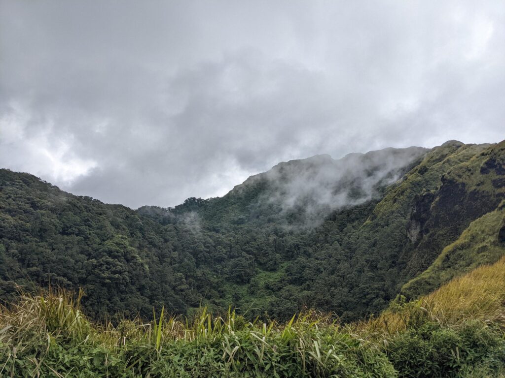 The way going to peak mountain, with Savana and foggy vibes. The photo is suitable to use for adventure content media, nature poster and forest background. Stock Free