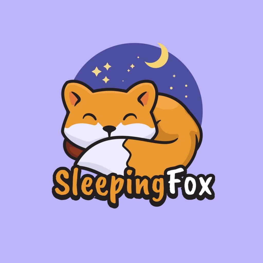 cartoon style illustration of sleeping fox mascot logo Stock Free