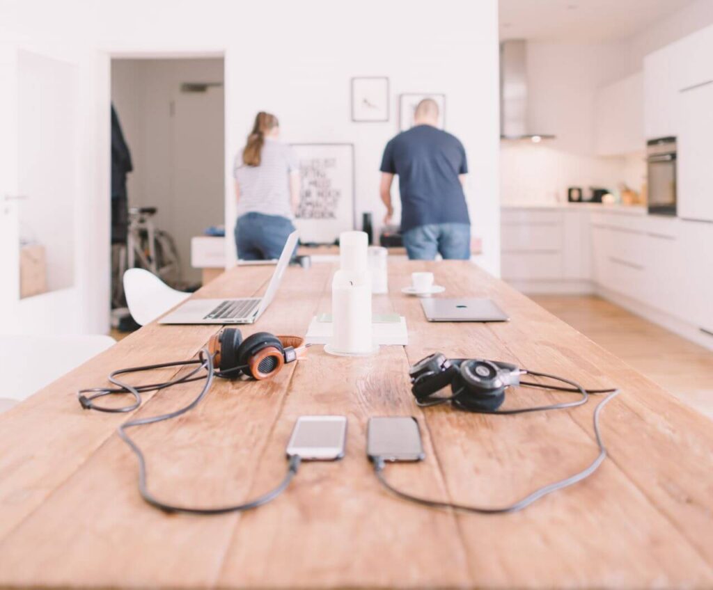 Minimal Wood Desk Office White Stock Free