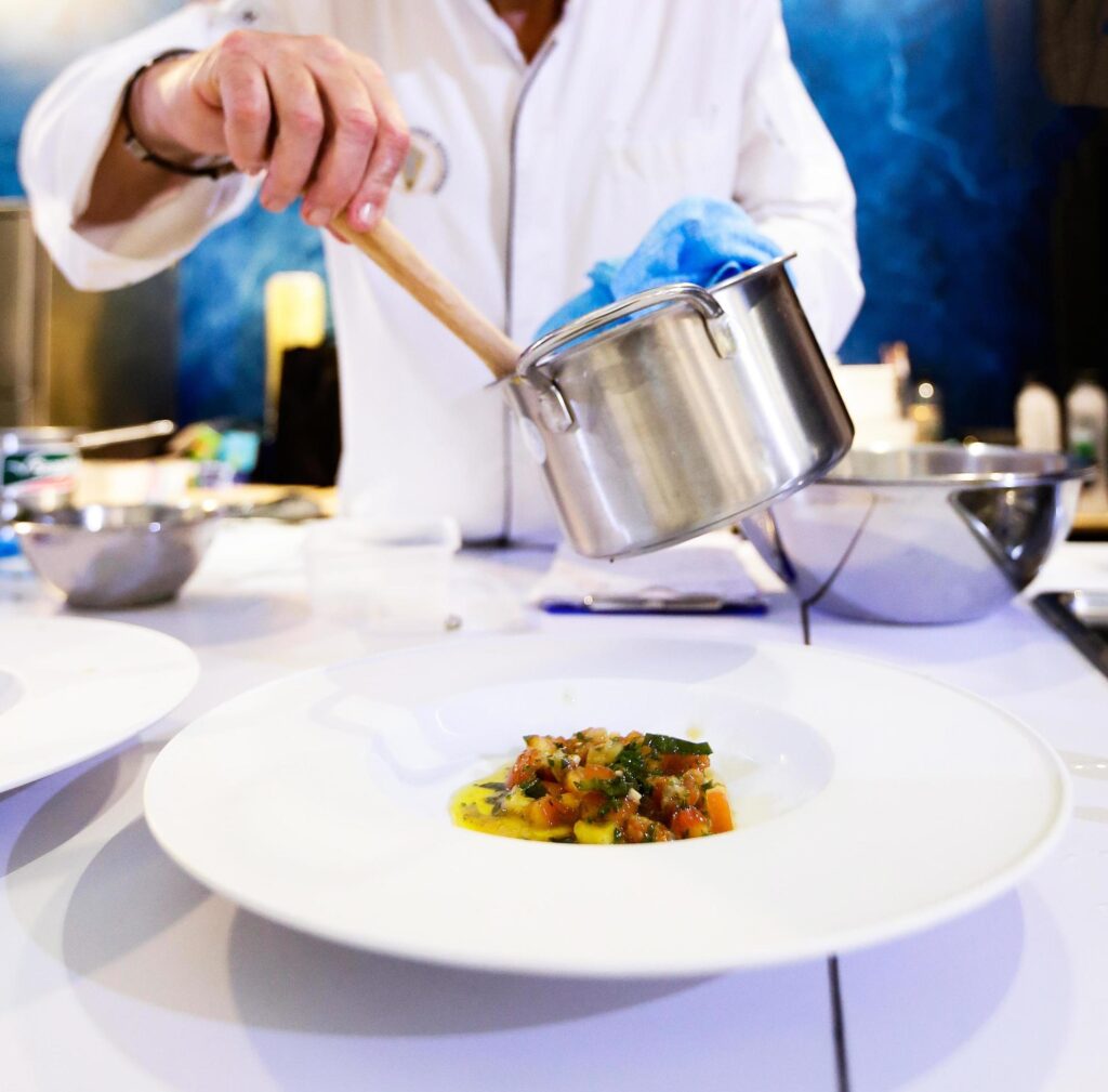 Chef cooking food in the kitchen, Chef preparing food Stock Free