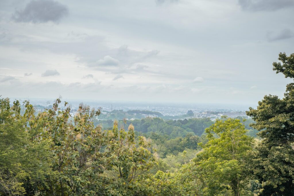 Landscape of hilltop with cloudy vibes when rain season. The photo is suitable to use for environment background, nature poster and nature content media. Stock Free