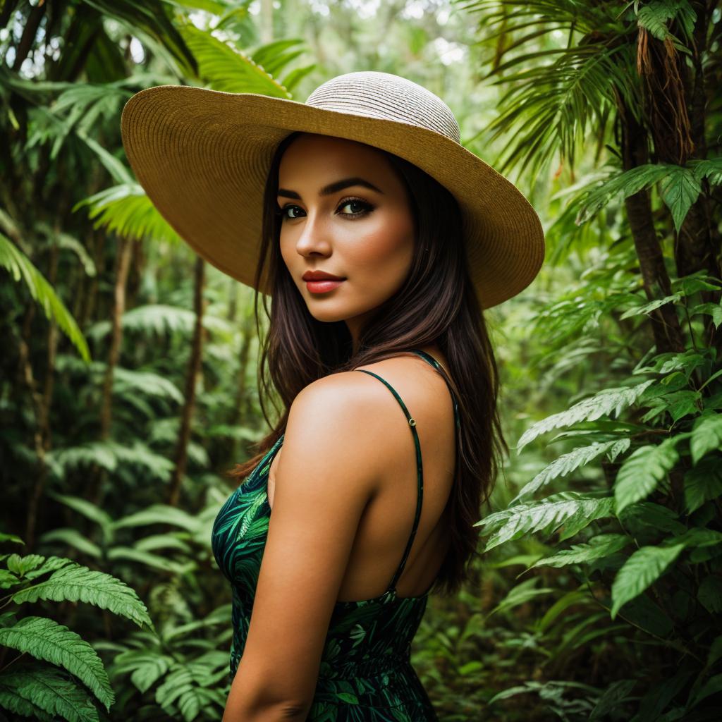 Jungle background with woman by @ai_generated