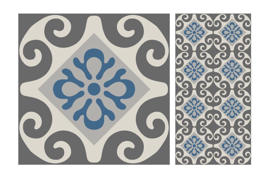 vintage tiles patterns antique seamless design Free Vector