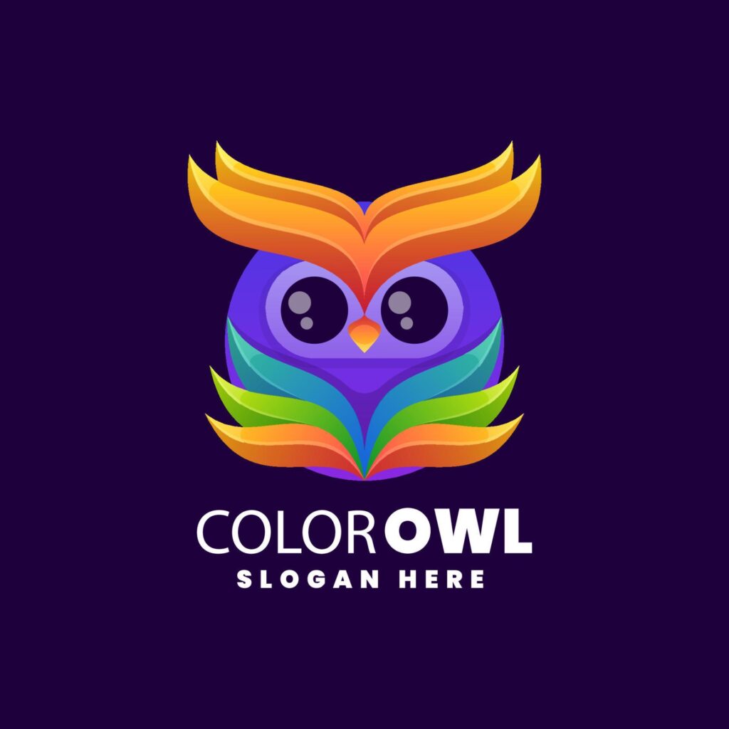 Colorowl logo, gradient colorfull style Stock Free