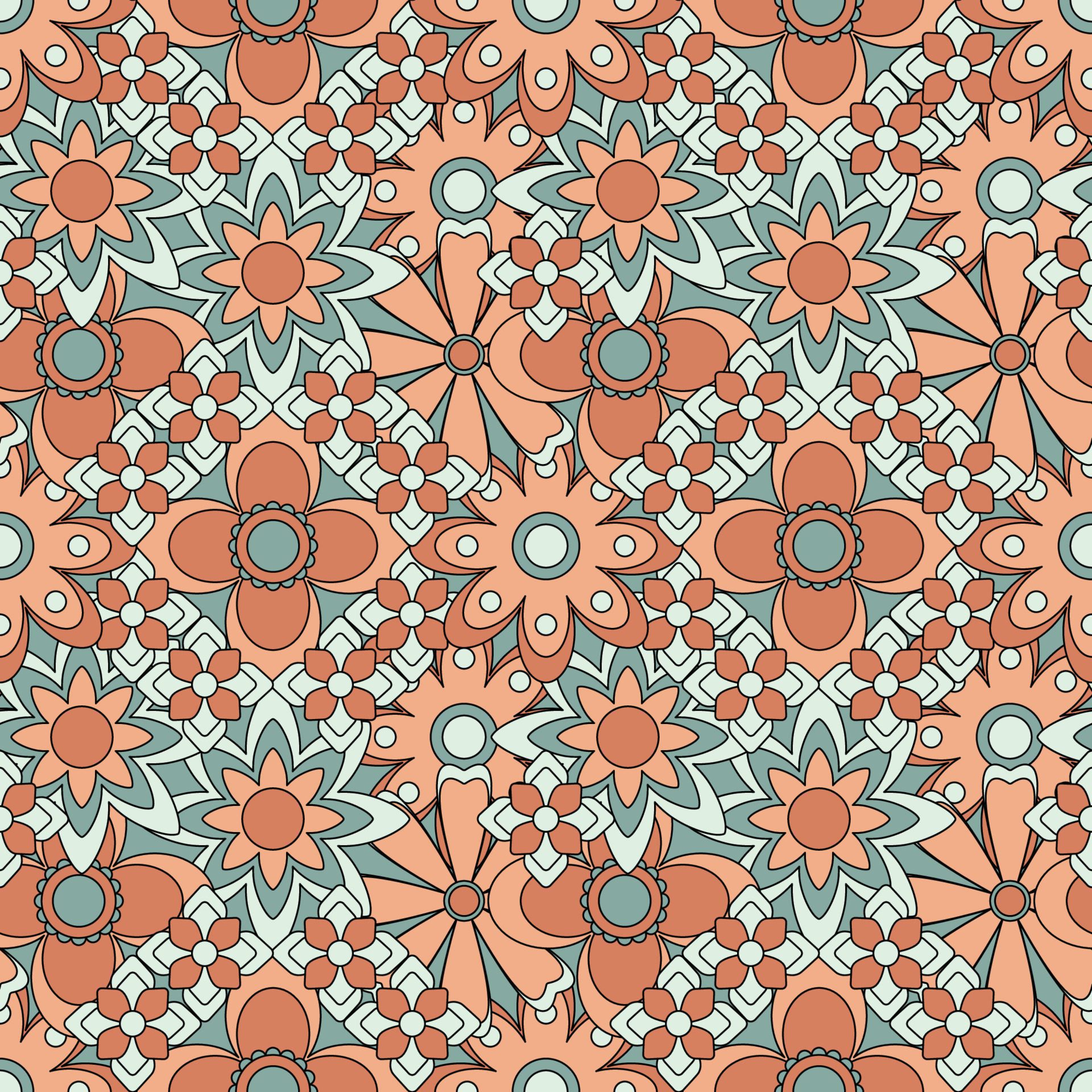 Abstract seamless groovy flower background. Free Vector