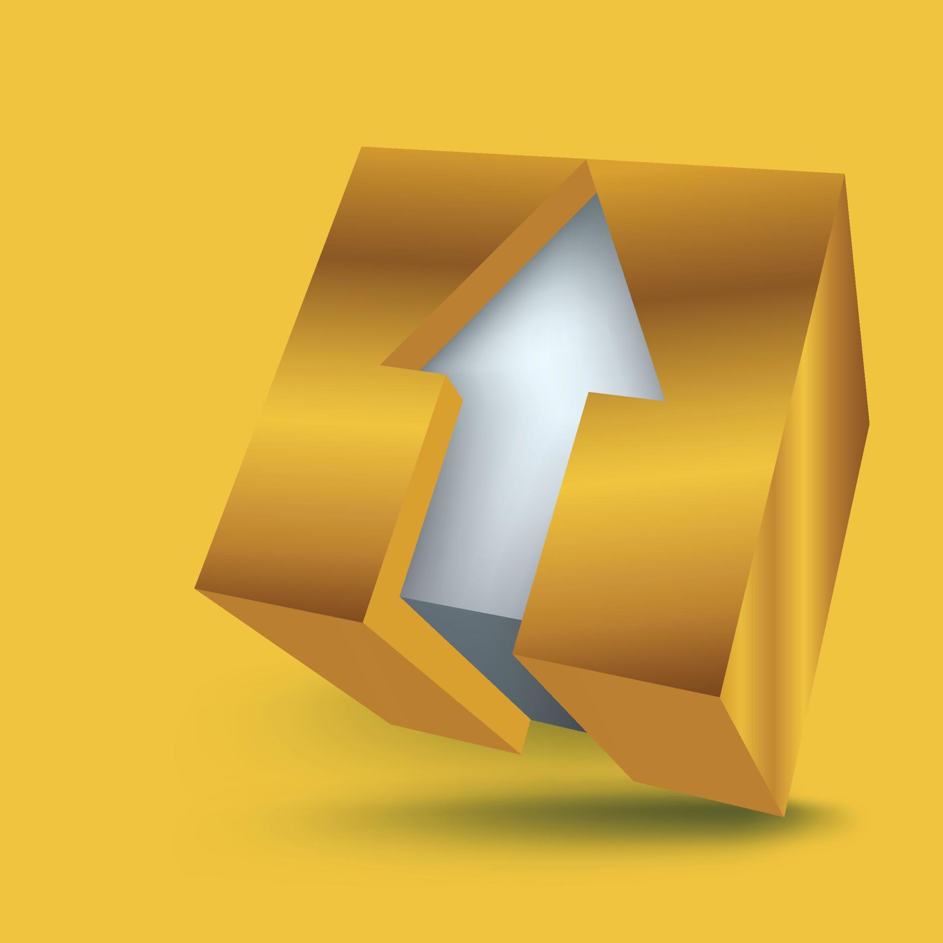 white arrows in gold cubes Stock Free