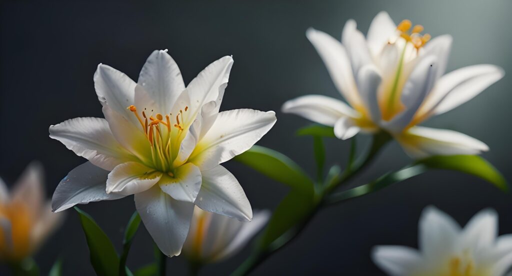 Lily flowers with beautiful blur background Stock Free