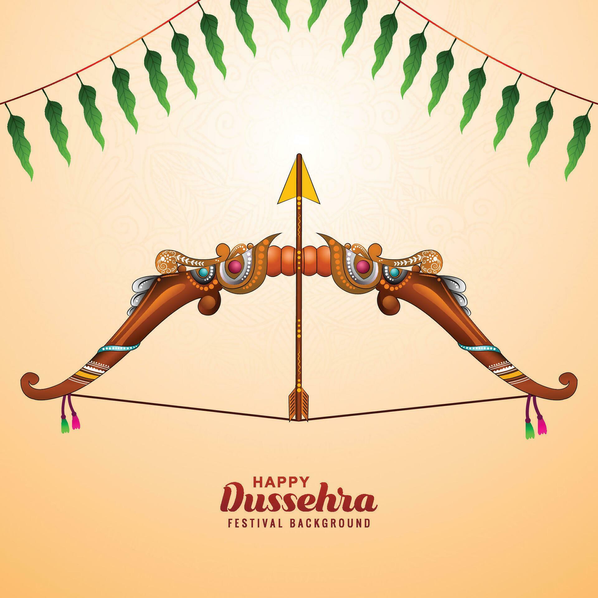 Happy dussehra card with bow and arrow background Stock Free