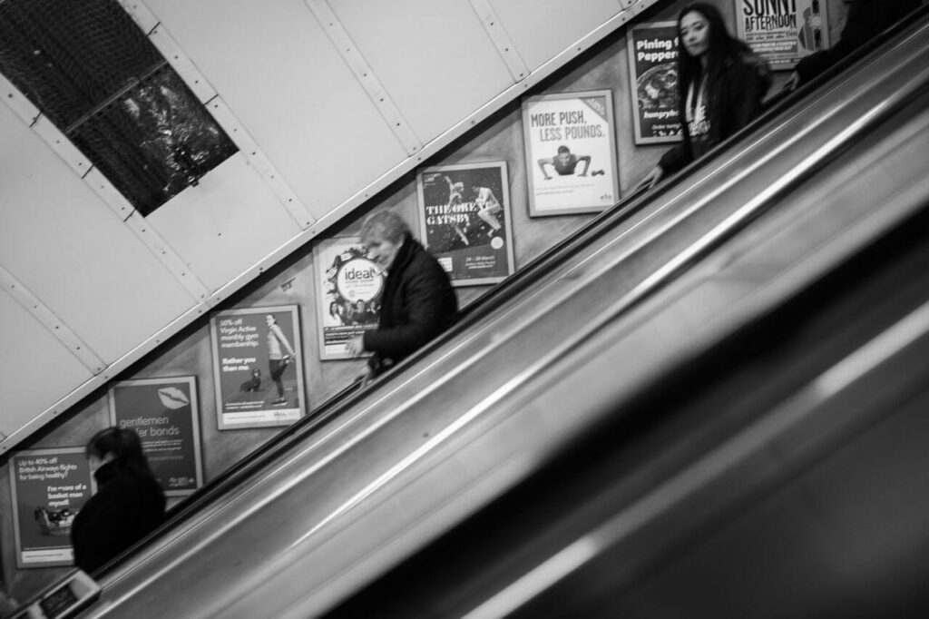 Descending Escalator Black White Stock Free