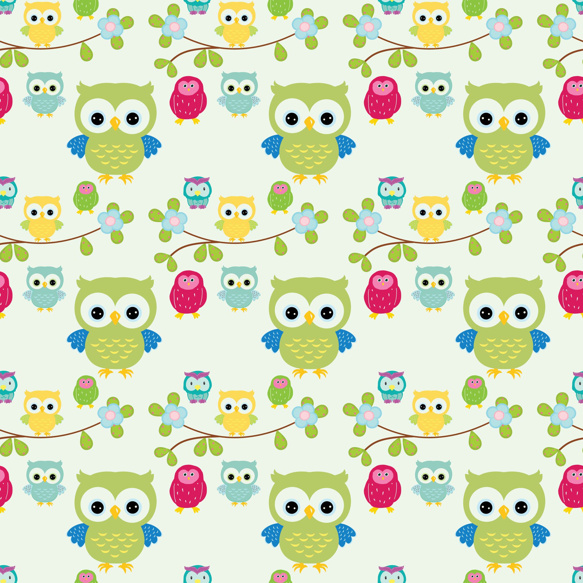 Cartoon Owl Friends Seamless Pattern Design Free Vector