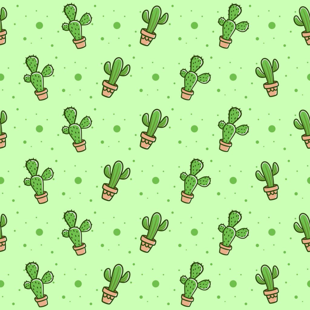 Cute cactus seamless vector pattern background Free Vector