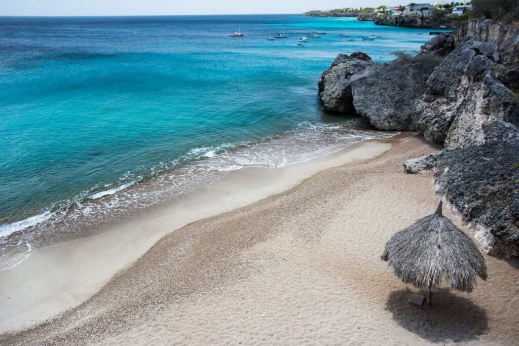 Hidden beach in the carribean Stock Free