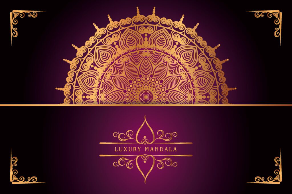 golden mandala design with gradients background Free Vector