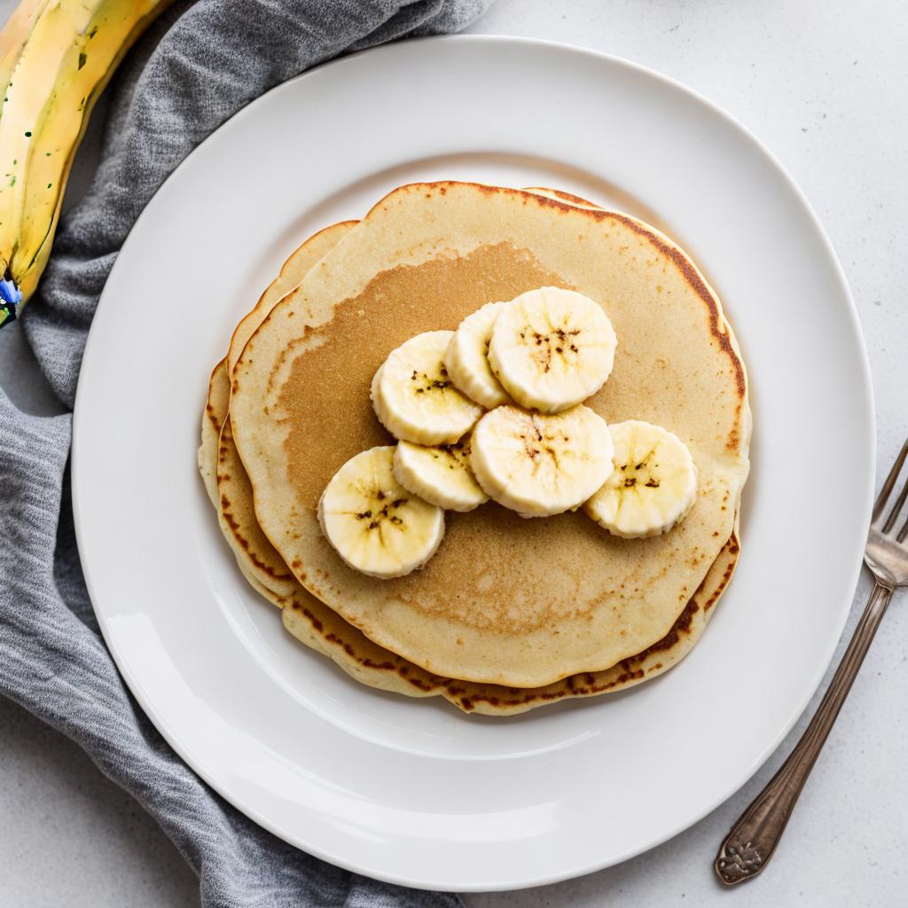 Flat pancake with banana by @ai_generated