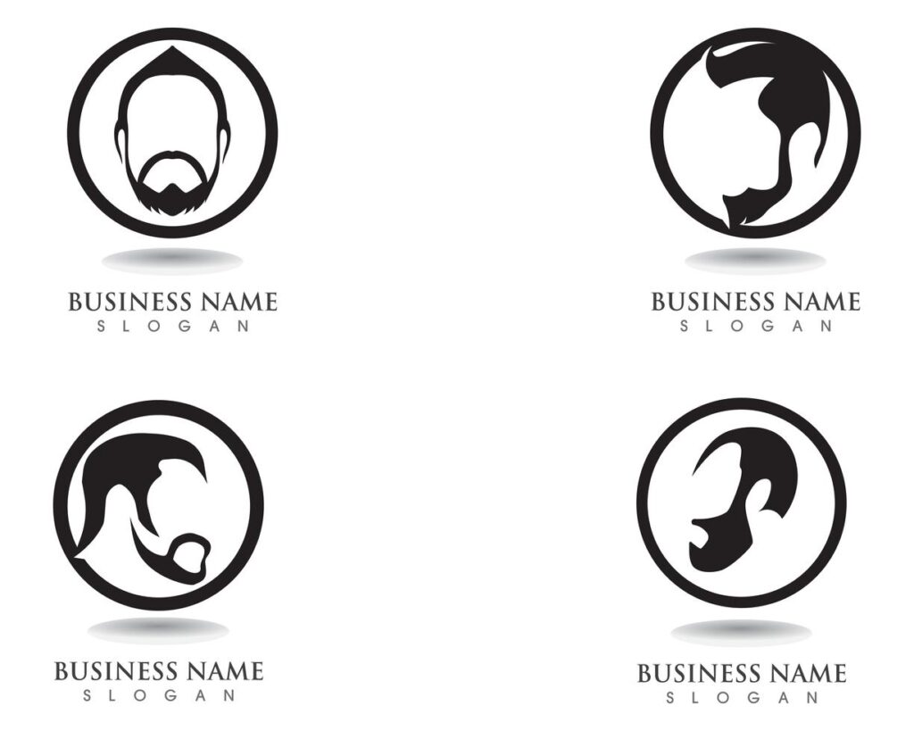 masculine beard black hair geek logo and symbol Stock Free