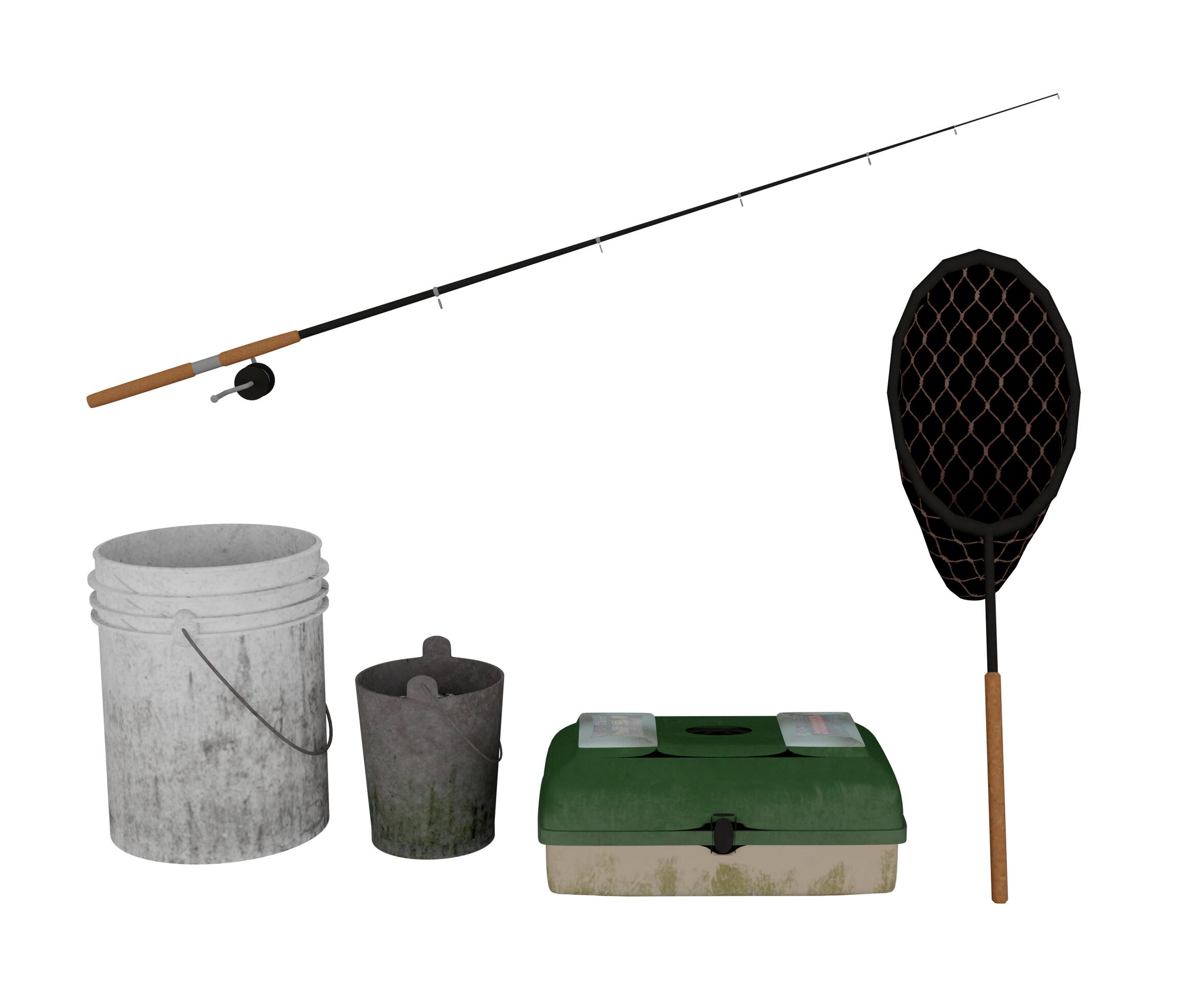 Fishing kit set isolated on white background Stock Free