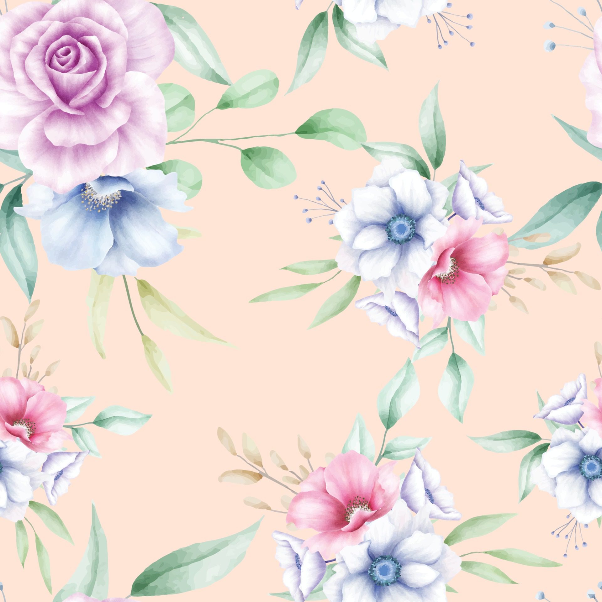 Beautiful flower seamless pattern Free Vector