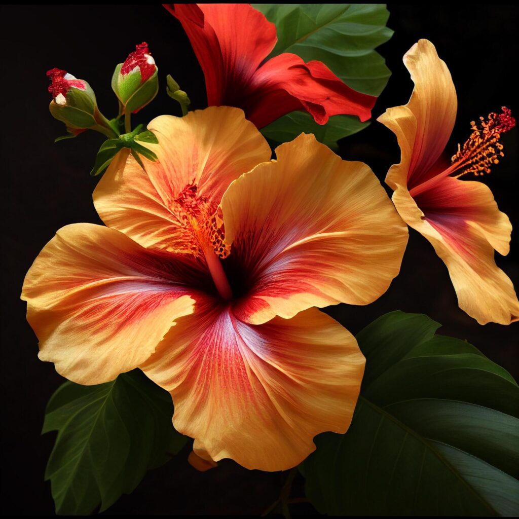 Beautiful hibiscus flowers very realistic Stock Free