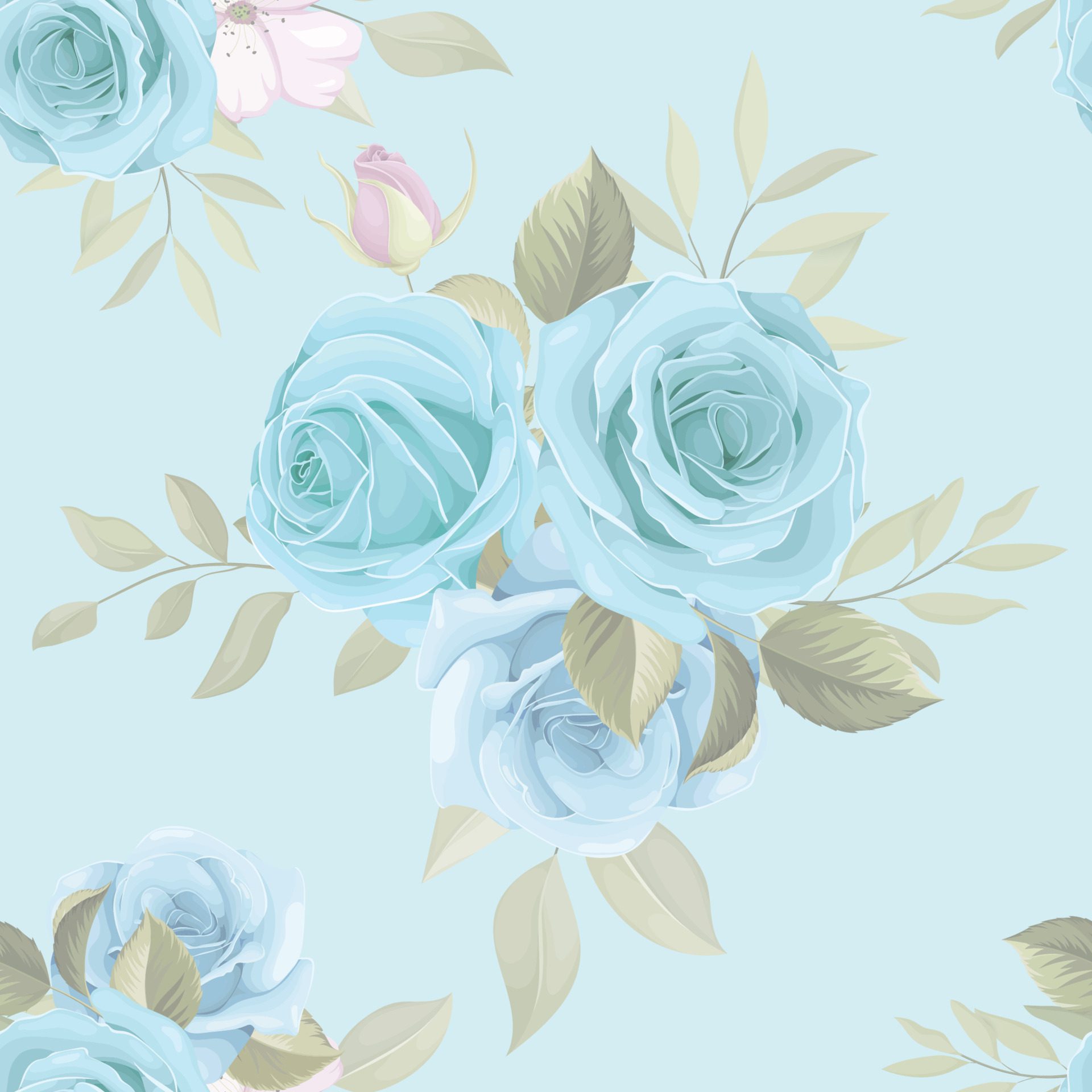 Beautiful seamless pattern design with blue floral design Free Vector