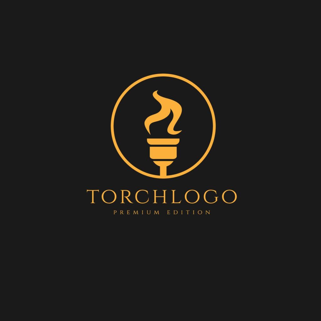 torch minimalist logo design illustration template. simple premium sport, spa logo concept Stock Free