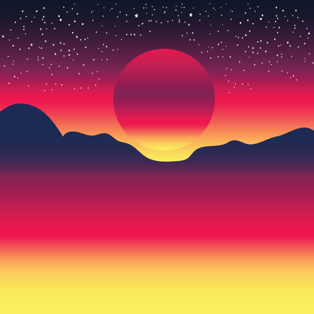 80s Retro Sunset circle background navy maroon red yellow color gradiant Free Vector