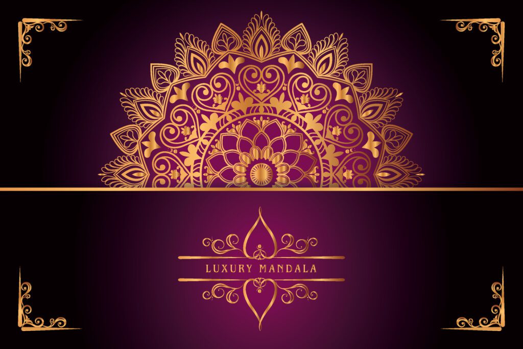 golden mandala design with gradients background Free Vector