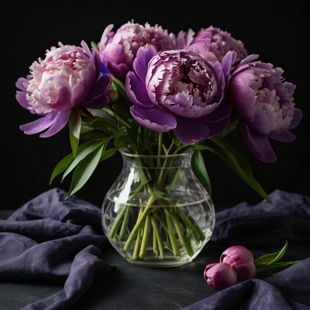 A purple flowers on a black background Stock Free