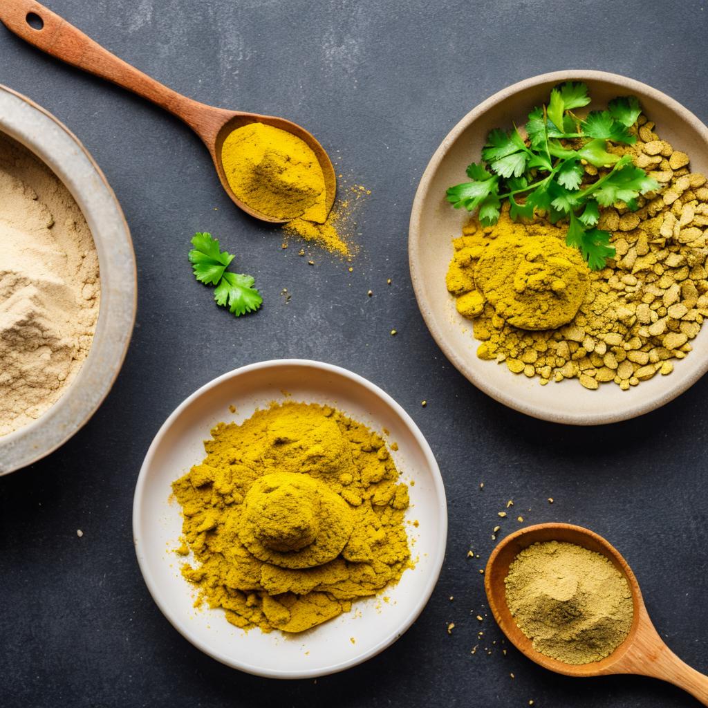 Curcumin powder with leaves by @ai_generated