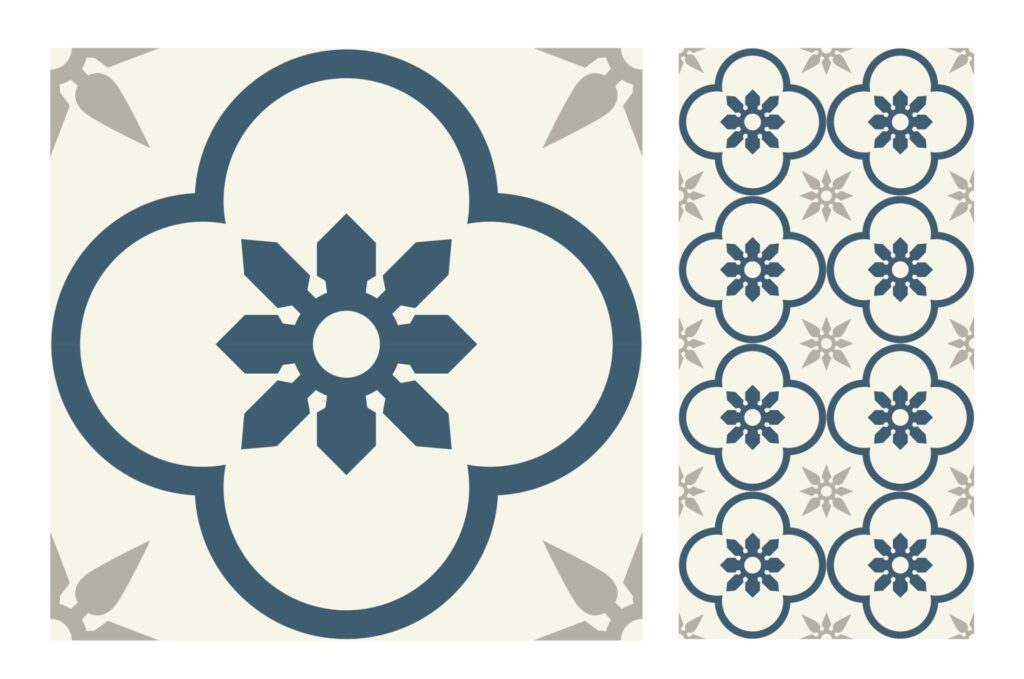 vintage tiles patterns antique seamless design Free Vector