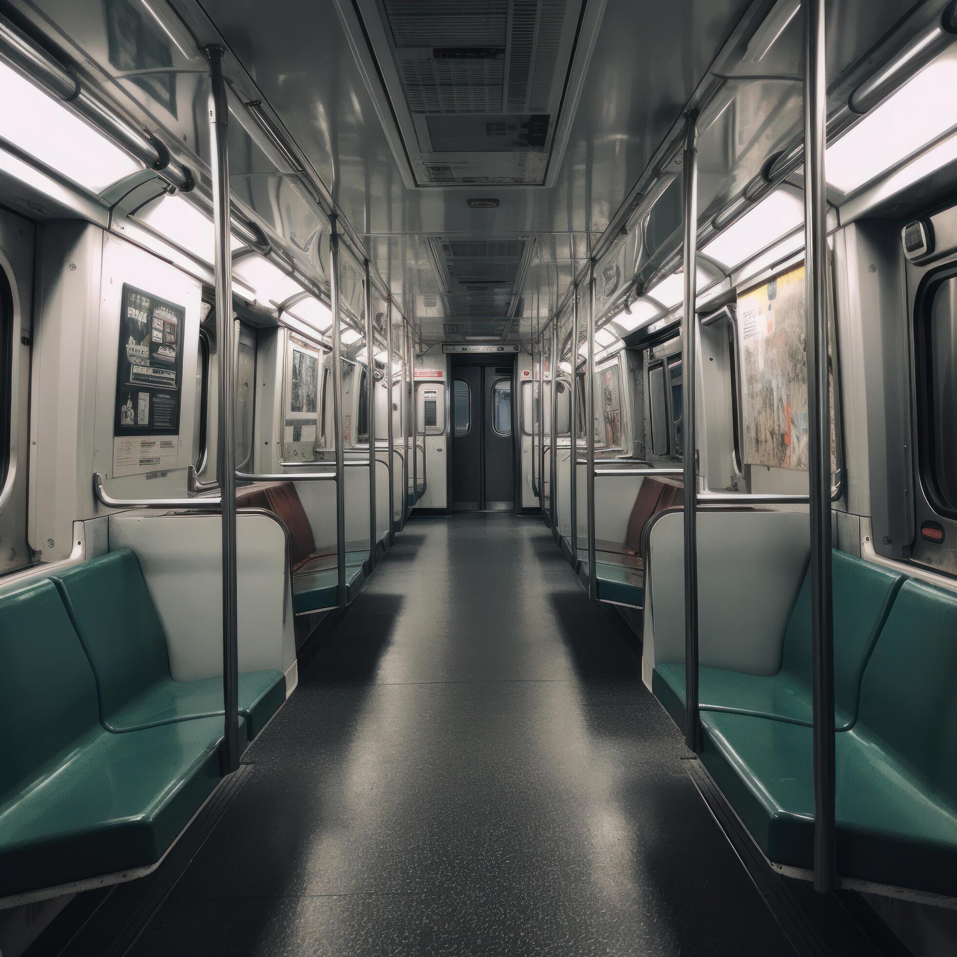 Inside of an empty subway train Illustration Stock Free